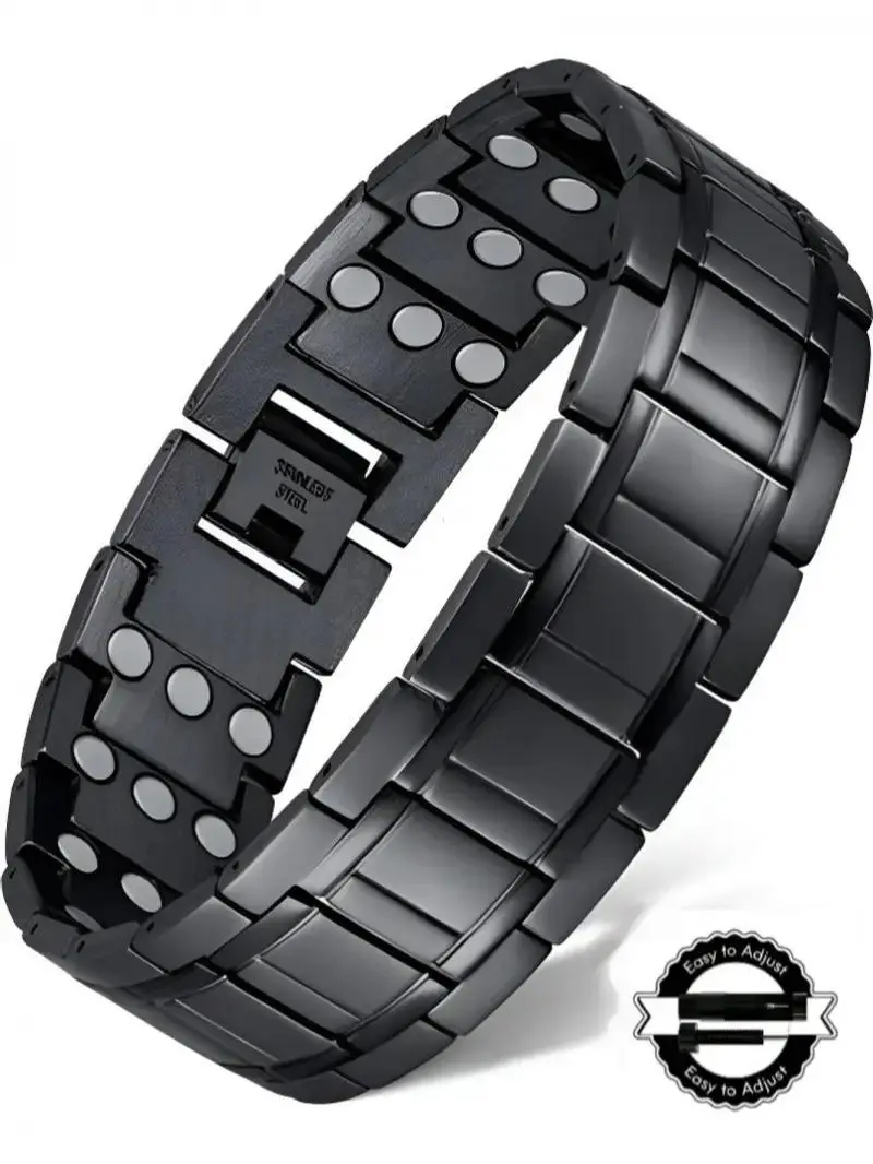 Stainless Steel Bracelets For Men, 3X Magnetic Bracelet With 3500 Gauss Magnets, Adjustable Bracelet With Sizing Tool Men Accessories