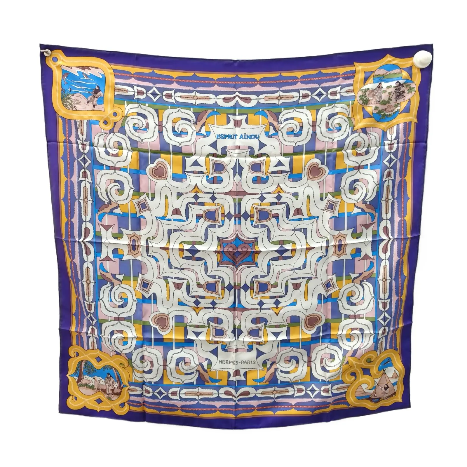 Pre-owned HERMES 90*90 Silk ScarfP236069438
