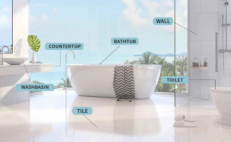 Ceramic Paint Kit for Bathtubs & Tiles, Includes Tools. Applicable to Ceramics,sinks, Countertops and Ceramics Floor Wall