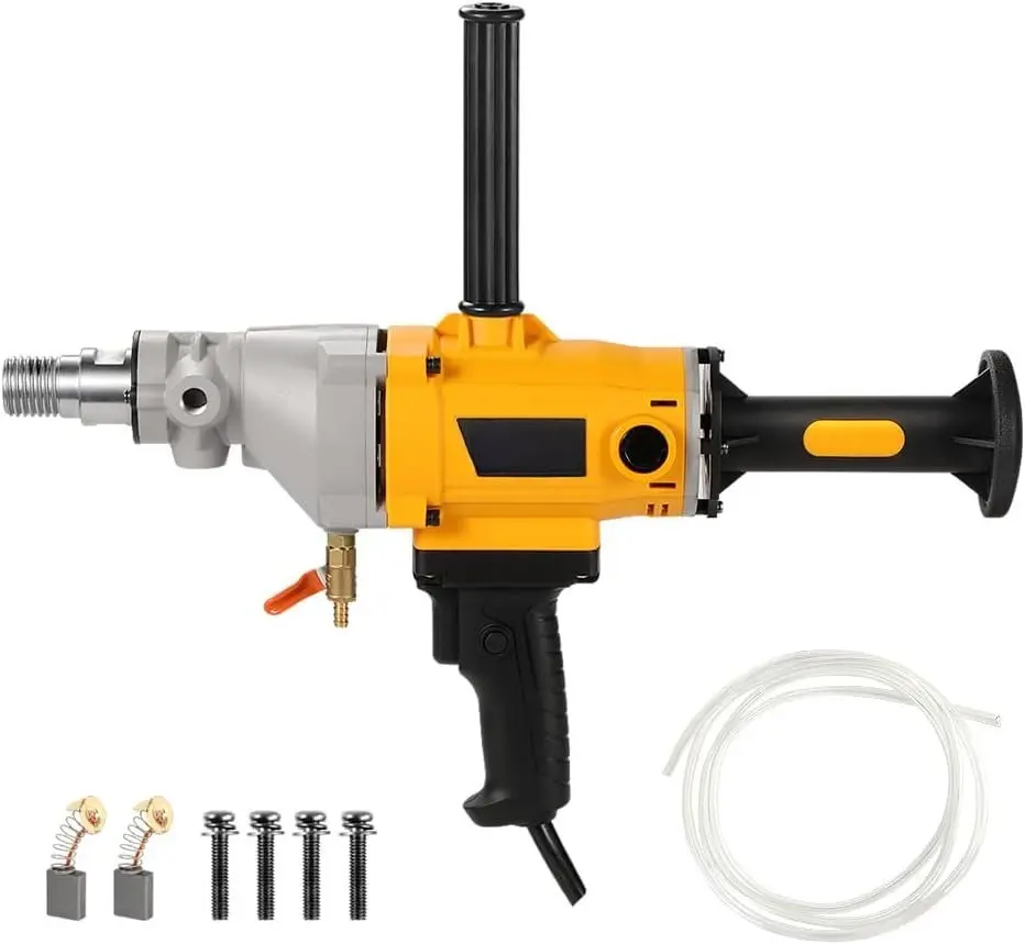 Core Drilling Machine 1700W Handheld Variable Speed Wet Dry Core Drilling Rig 1-1/4" Thread, 4.7" Max Drilling Capacity for Masonry, Block Stone