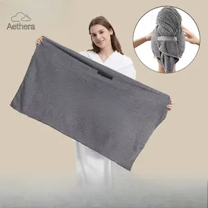 Extra Large Microfiber Hair Drying Towel Wrap for Women with Long Hair, One-Piece Seamless Design, Thick Ultra Absorbent Quick-Dry Hair Turban, Soft Lightweight Head Wrap for Daily Home & Shower Use
