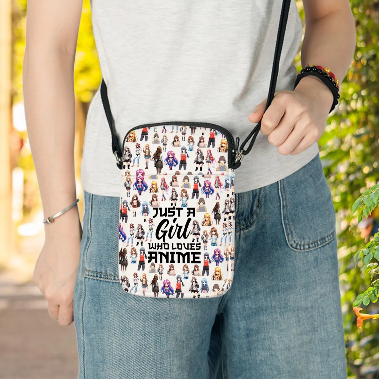 Women's Water Resistant Canvas Crossbody Shoulder Bag - Double Sided, Extra Large, Vibrant Prints, Zip Closure, Anime Merch for Daily Commute, Ideal Gift for Anime Enthusiasts, Casual