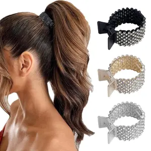 1.77Inch Small Hair Claw Clips for High Ponytail, Rhinestone Shark Hair Clips for Women Thick Long Hair(Pack of 3)