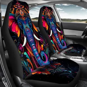 Elephant Pattern Car Seat Cover, Durable Polyester Car Seat Protector, Universal Car Interior Accessories Decoration for Front & Rear Seats