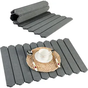 Large Stone Dish Drying Mat for Counter,24"(L)*16"(W) Quick Dry Collapsible Dish Drying Mat,Eco-Friendly Diatomaceous Earth Mats for Dishes Cups,Any Countertop, Dark Gray