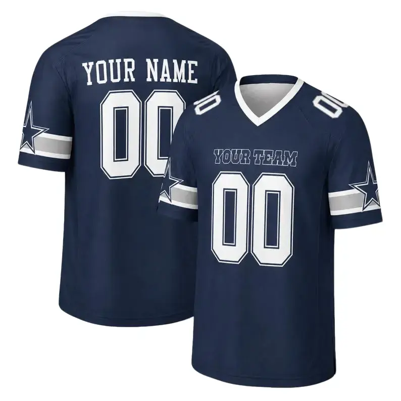 Custom Dallas Football Jersey Personalized Name & Number Navy Blue Fan Jersey