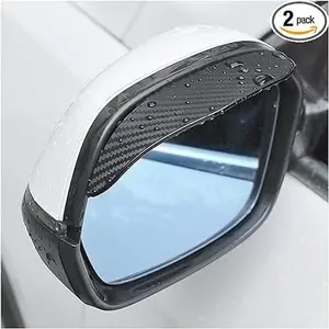 2PCS Smoke Visor Guards for Car Side Mirrors - Waterproof Carbon Fiber Auto Rain Eyebrows for Cars, Trucks and SUVs - Universal Fit (Black)