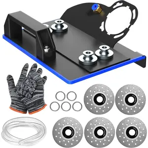 Angle Stand for Tile 45 °   Chamfer Cutting Tile Chamfering Tool with 3 Saw Blades 2 Meter Long Hose & Gloves -Type Angle Bracket Holder for Stone Cutting(Black)