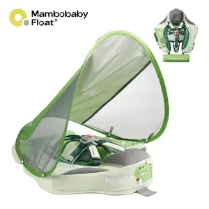 Mambobaby Chest Float Cute Green Dinosaur with Canopy Gift for baby Suitable for swimming pools and bathtubs
