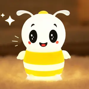 Bee Silicone Night Light Squishy Animal LED Lamp with Dimmable Warm & RGB Color-Changing Modes, USB Rechargeable Touch Control, Portable Light with Timer for Kids’ Bedroom & Nursery Décor