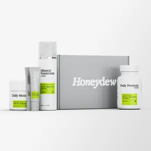 Dew Essentials Kit — 4-Piece Daily Hydration & Barrier Protection Set for All Skin Types (Lip Balm + Daily Moisturizer + Mineral Sunscreen + Daily Probiotic)