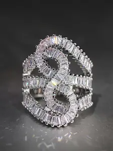 Fashion Promise Ring, Elegant Artificial Zirconia Decorated Ring for Women, Trendy All-match & Exquisite Jewelry for Birthday Gift