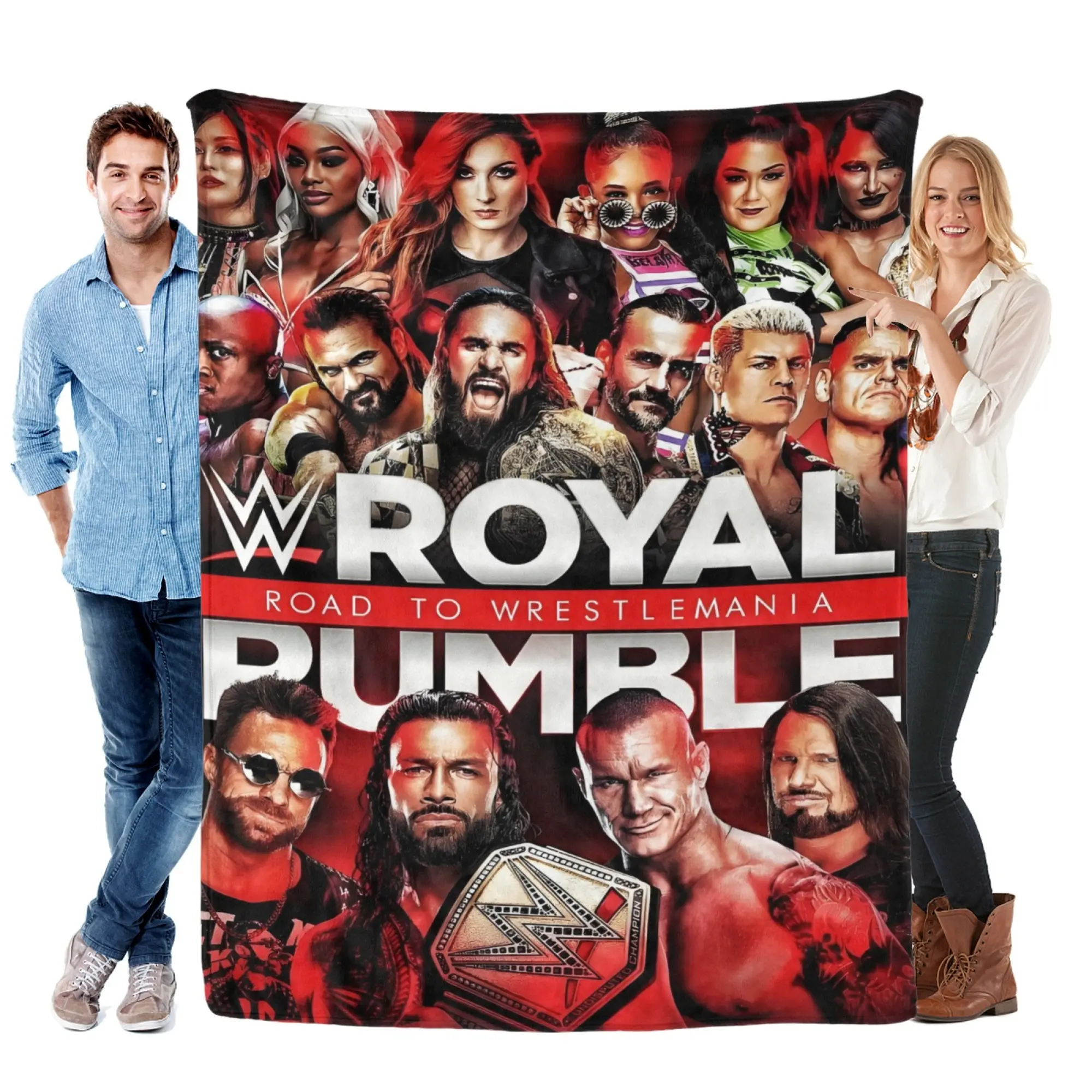 Royal Rumble Road to WrestleMania Poster Flannel Blanket – Cozy Soft Throw Blanket for Man-Cave Couch & Sofa Wall Decor! Exclusive Gift for WWE Wrestling Fans