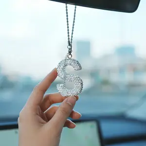 Shiny Letter Car Pendant, Car Rearview Mirror Fashion Decoration, Car Hanging Ornament, Stylish Car Accessory