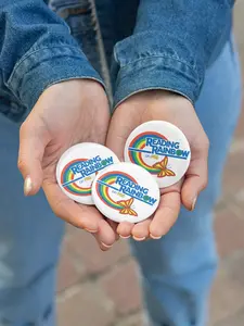 PBS Resist, Custom Rainbow Pin Buttons, Fun Accessories for Book Lovers, Reading Rainbow, PBS Pin, Gift for Gen X