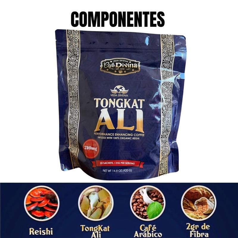 Cafe Divina Tongkat Ali Performance Enhancing Coffee Infused With 100% Organic Reishi 20 Sachets 210mg Reishi Per Serving 14.8 oz 20 Servings Natural Energy Boost for Adults - Beverage Beans Taffy Creamer - Healthy