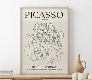 Pablo Picasso, The Hug Poster, Picasso Abstract Line Art Print, Mid Century Modern Minimalism, Gallery Exhibition Wall Art Print, Line Art Poster No Frame 