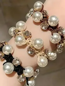 A pearl/rhinestone decorative headband - high elasticity headband, elegant decoration, suitable for daily wear, vacation and dating occasions, and also a surprising exquisite small gift, Elastic Headbands