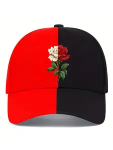 Unisex Baseball Cap with Rose Graphic Print, Street Fashion Outdoor Sports Hat, Fitted Curved Brim, Premium Hat, Graphic Trucker Hat, Perfect Gift for Friends