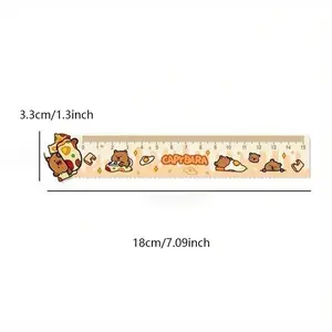 Acrylic Capybara Ruler, Cute Cartoon Stationery, 18cm/7.09 Inches, Wave Line/ Straight Edge, Office Supplies, Math Tool, Back-To-School Season