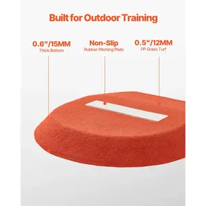 VEVOR Pitching Mound, Portable Baseball Game Mound, 42 in Indoor Outdoor Pitching Practice and Training Equipment, One-Piece Softball Pitching Aids with Antifade Turf and Pitching Rubber