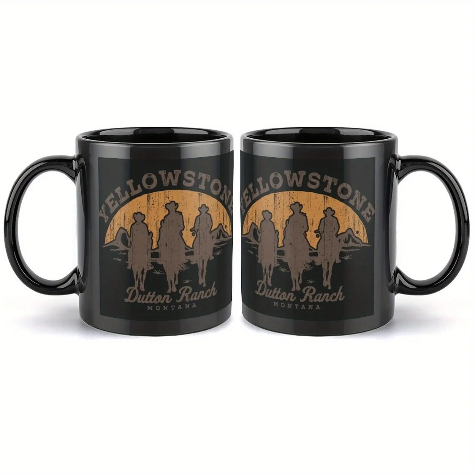 11oz Yellowstone Dutton Ranch Ceramic Coffee Mug, Cowboy Silhouette Design, Hand Wash Only, Western-Themed Gift, Coffee Bar Accessories