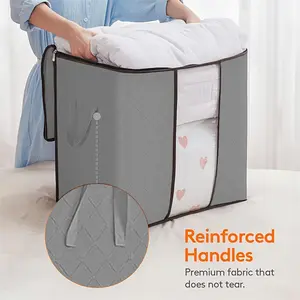Non-Woven Fabric Clothing Storage Bag with Transparent Window Design, Secure Zipper Closure for Organizing Clothes Efficiently