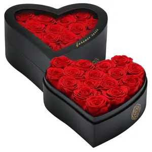 Forever Preserved Roses In A Box  Grade Quality - 16 Red Flowers 2-3 Year Lifespan Heart Shaped For Valentines's Day Mother's Anniversary