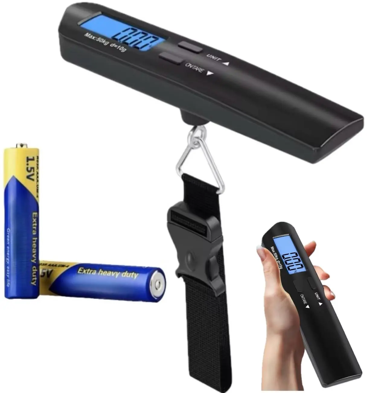 Luggage Scale with Digital HD LCD Display 110 lb/50 kg Capacity Weight Luggage Scale for Heavy Baggage Digital Baggage Weight Scales for Small to Large Size Bag  Included Color Black