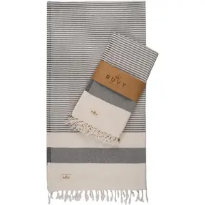 Ruvy Home Basics 2 Pack Turkish Beach Towels – Oversized Quick-Dry Bath Towels (40 x 72 Inches) – 100% Cotton Large Towels for Pool, Yoga, Travel, Camping Essentials, and Bathroom Decor - Light Grey