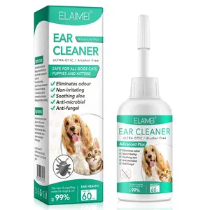 ELAIMEI Dog Ear Health Drops Yeast & Infection Relief 60ml Advanced Plus Formula for Dogs & Cats Soothes Itchy Ears Eliminates Odors Prevents Infections