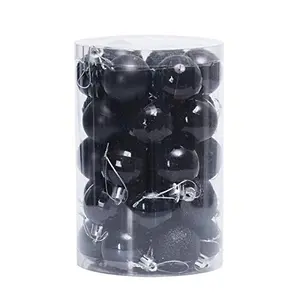 Garvee Christmas Ball Ornament Set, 34 Pcs Shatterproof Xmas Tree Hanging Ball Ornaments Decorations Perfect for Holiday Wedding Christmas Decor, Black
