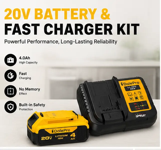 Fast Charger & 20V 4.0Ah Batter Kit Compatible with DeWalt 20V MAX Cordless Power Tools, Li-Ion Replacement Battery