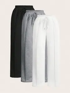 Women's Solid Color Drawstring Waist Wide Leg Loose Casual Sweatpants Graduation,Back To School Outfits,Graduation,Teacher Outfits For Women,Back To School Winter