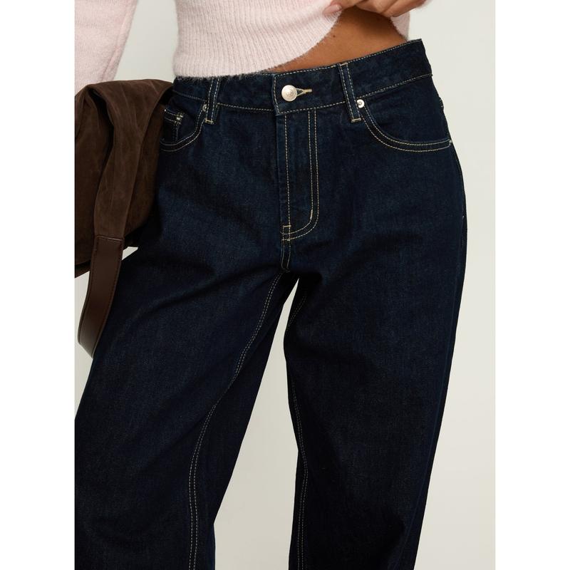 Serenitia Mid Rise Relaxed Jeans Dark Raw Wash