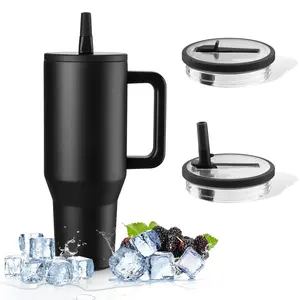 Coliware 40oz Cream Large Vacuum-Insulated Tumbler with Lid, Reusable Stainless Steel Water Bottle with Handle Flip Straw Rubber Base, Leak Resistant Travel Coffee Mug for Home Office Gym