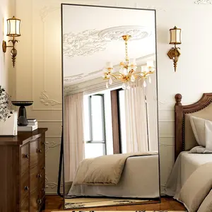 38 x 77 rectangular full length mirror large floor mirrors aluminum alloy frame full body dressing mirror for bedroom living roomblack