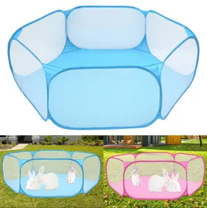 Small Animals Cage Tent, Breathable Pet Playpen Portable Pop Open Exercise Fence Yard for Guinea Pig, Rabbits, Hamster, Chinchillas and Hedgehogs