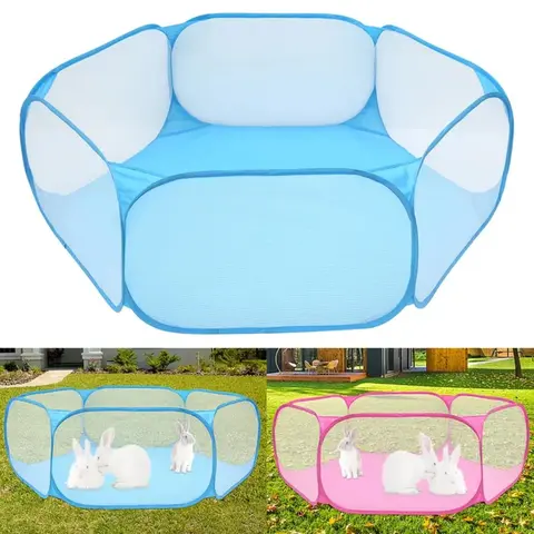 Small Animals Cage Tent, Breathable Pet Playpen Portable Pop Open Exercise Fence Yard for Guinea Pig, Rabbits, Hamster, Chinchillas and Hedgehogs