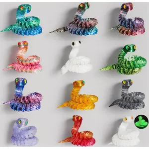 12-Pack Flexible 3D Printed Snakes - 12.8" Articulated Decor for Kids' Rooms, Parties, or Desk. Unique Gifts for Valentine's Day, Easter, Christmas, or Fun Decor