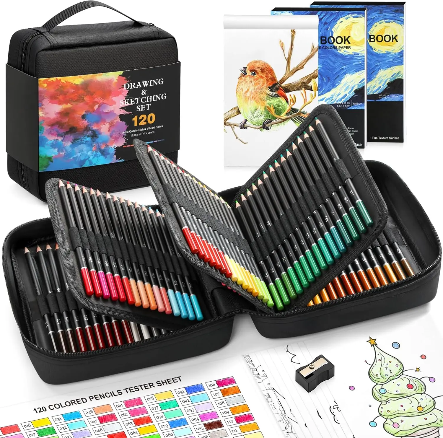 120 Pack Colored Pencils for Coloring Books, Soft Core Oil Based Color Pencils with Sketch Book, Color Book, Art Supplies with Zipper Case, Gifts for Kids, Adults, Artists, Professionals, #dealsforyoudays