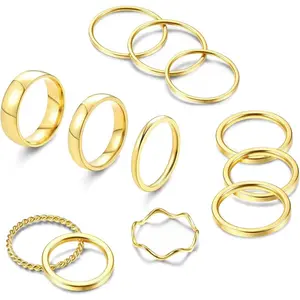 Cassieca Stainless Steel Stacking Rings for Women Finger Rings Plain Band Rings Simple Thin Knuckle Stacking Thumb Rings Daily, Basic