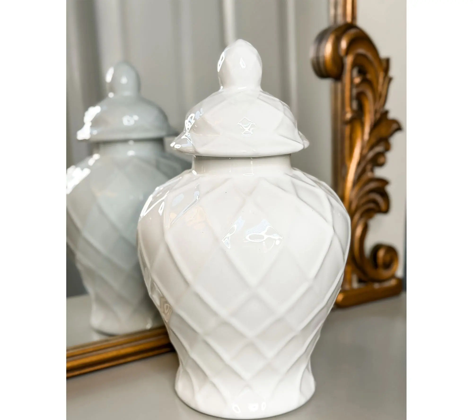 Simply Stunning Large Lattice Stoneware Urn by Janine Graff Simply Stunning Large Lattice Stoneware Urn by Janine Graff