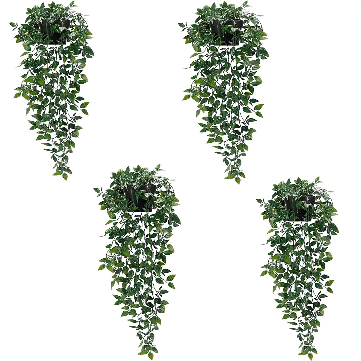 Fake Hanging Plants Vines (4pcs) for Room Decor, Artificial Ivy Greenery Garlands for Home Bedroom Living Aesthetic Kitchen Office Wall Patio Bookshelf,Indoor,Outdoor Farmhouse Decorations( flower pot)