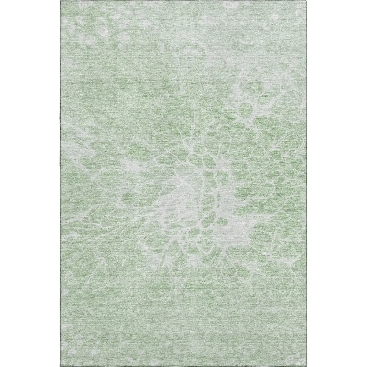 HomeRoots 654598 5x8 ft. Mint Green & Ivory Abstract Colored Area Rug, Machine-Made Rectangle Rug with Washable Feature & UV Protection, Colored Area Rugs