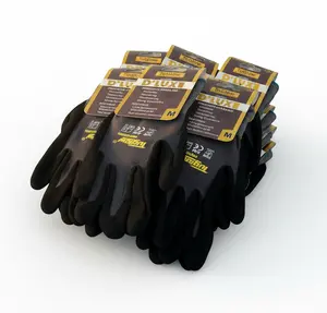 12 Pair Safety Gloves Latex Coated Grip Cut Resistant -Sand Finish Palm