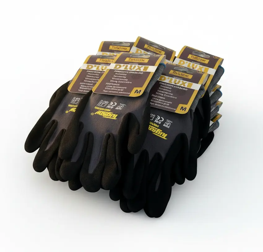 12 Pair Safety Gloves Latex Coated Grip Cut Resistant -Sand Finish Palm