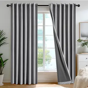 Deconovo Linen 100% Blackout Curtains, Thermal Insulated Panels with Back Tab Top, Noise Reducing Light Blocking & Privacy Curtains for Bedroom