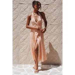 Sierra Wrap Midi Dress - Peach Floral