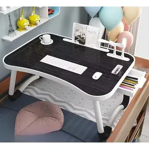 Portable Multifunctional Folding Desk Multi-color Wooden Laptop Bed Desk with Cup Holder, Suitable for Work, Readin